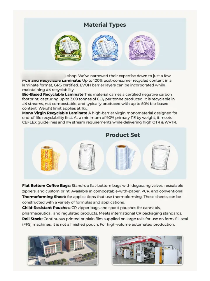 Interior page of the Sustainable Coffee Packaging buyer's guide