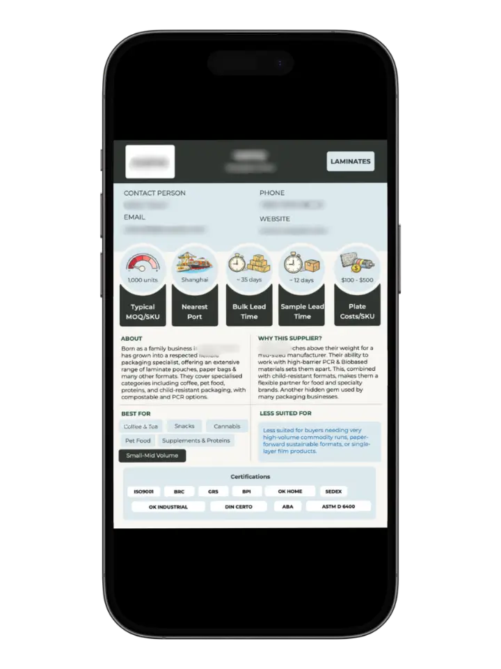 Interior page of the Sustainable Food Packaging buyer's guide