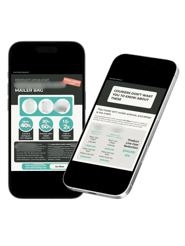 Interior page of the Expandable Mailer Bag Product Spotlight guide